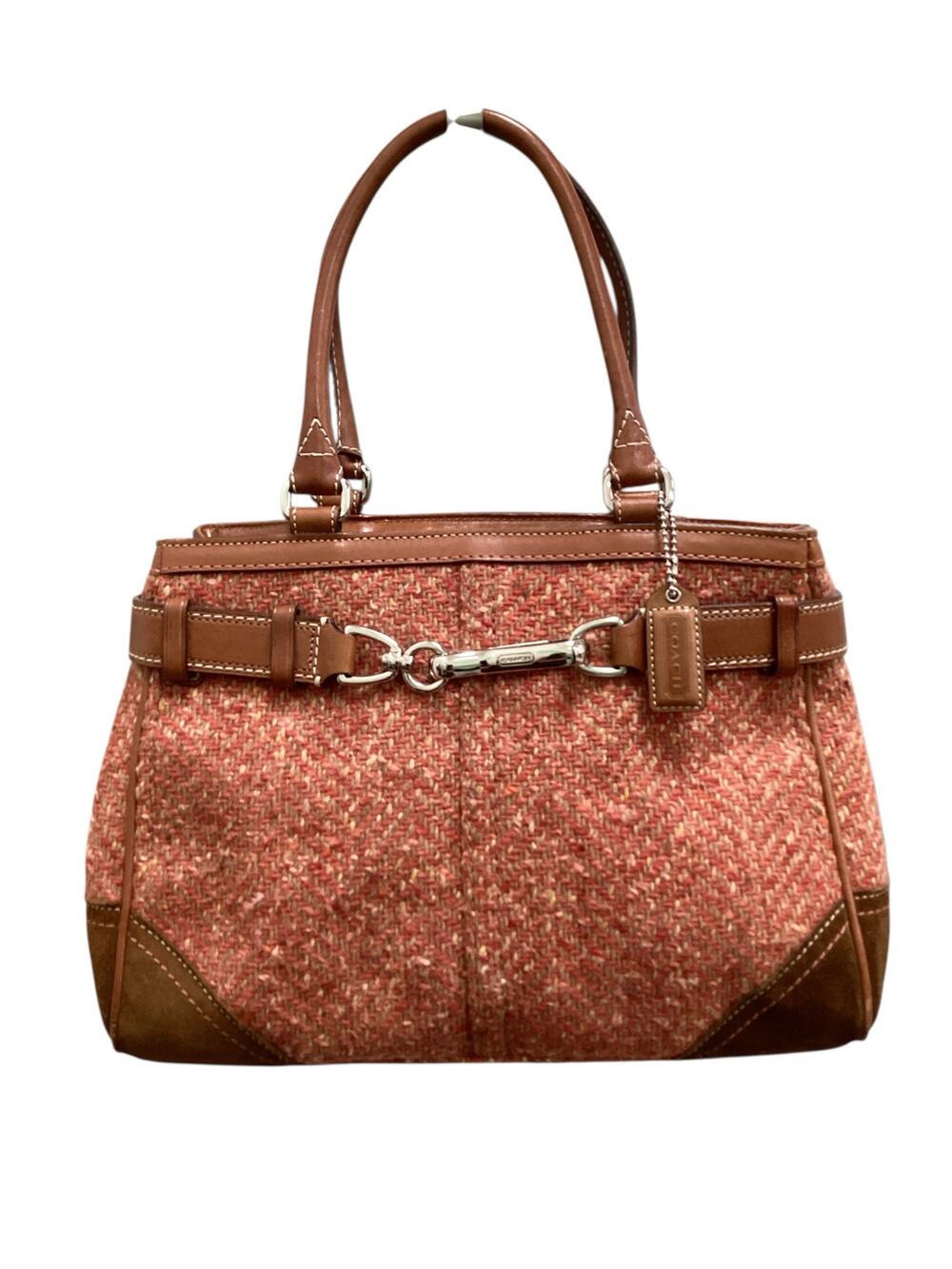 Vintage Coach Purse Women’s 1Size F11215 Y2K Hamptons Herringbone Fabric&Leather